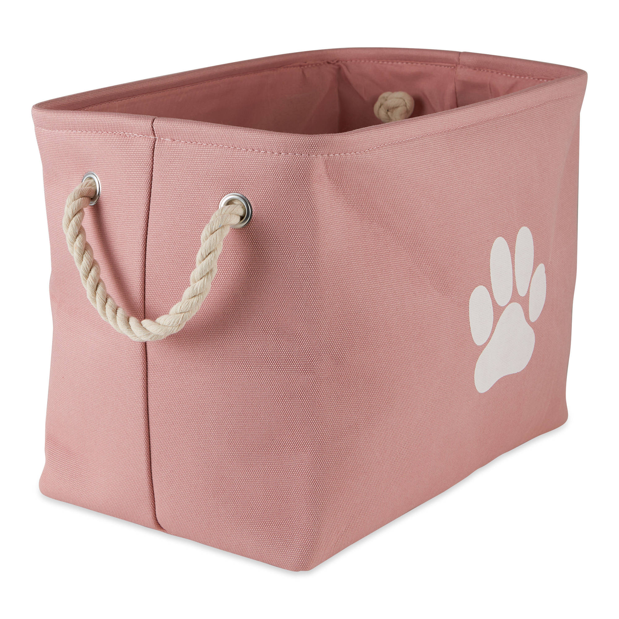Contemporary Home Living 17.5" Pink and White Rectangular Large Lattice Paw Pet Storage Bin