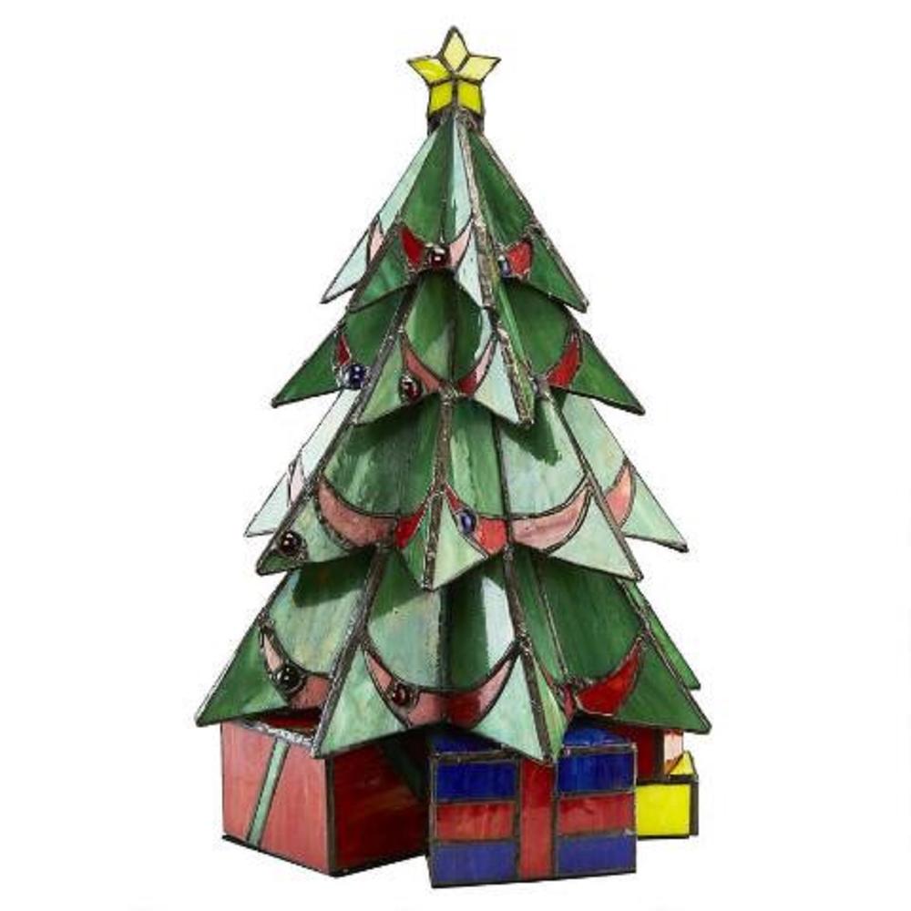 Outdoor Living and Style Large Xmas Tree Stained Glass Indoor Lamp - 16"
