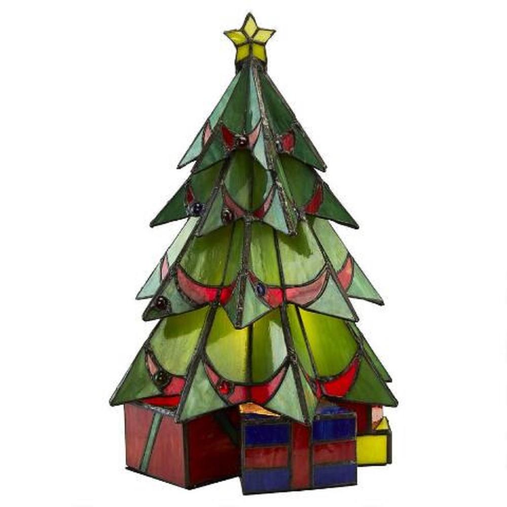Outdoor Living and Style Large Xmas Tree Stained Glass Indoor Lamp - 16"