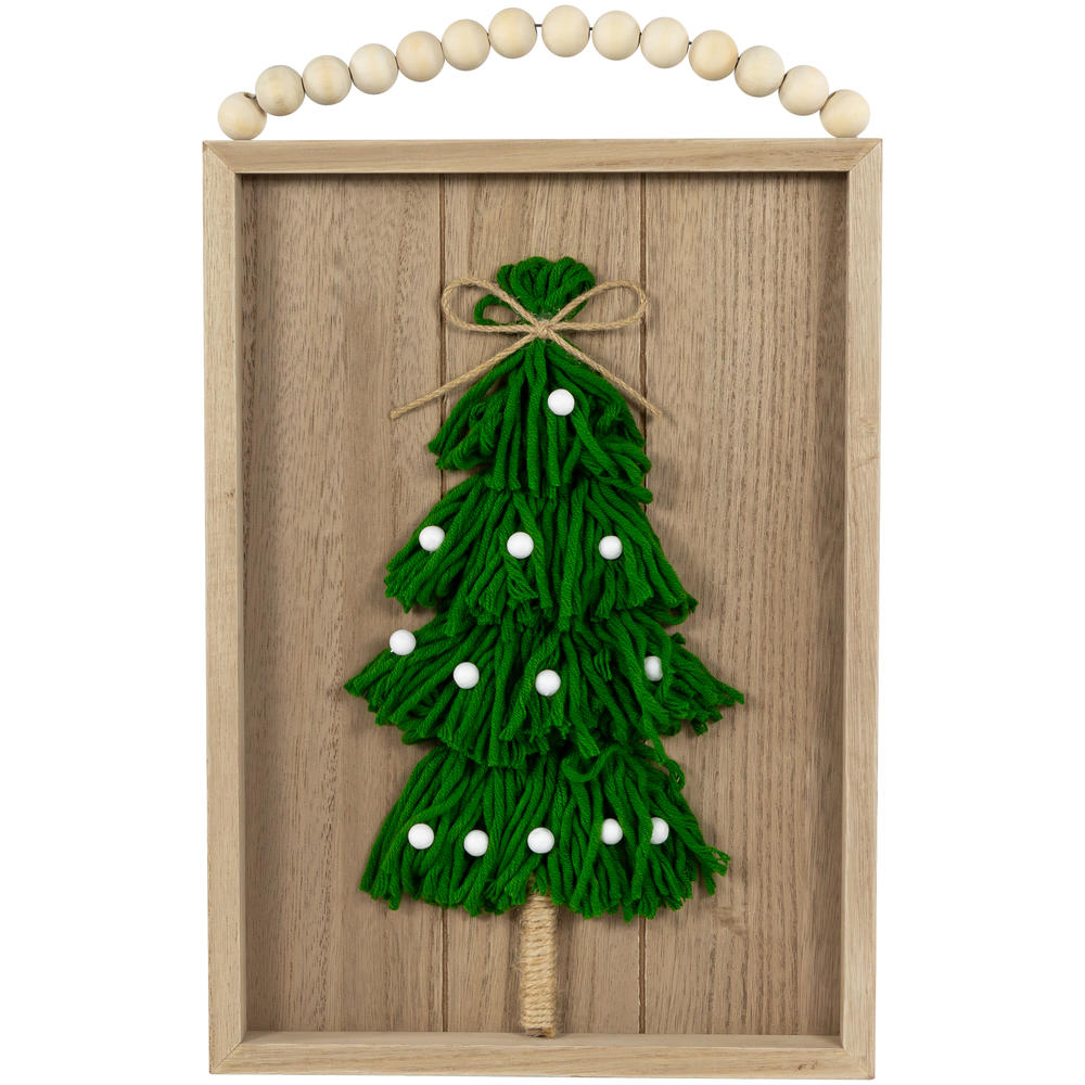 Northlight 14" Knitted Christmas Tree Wooden Framed Wall Sign