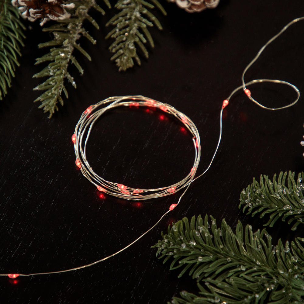 Northlight 100ct Red LED Micro Fairy Lights, 16ft Copper Wire