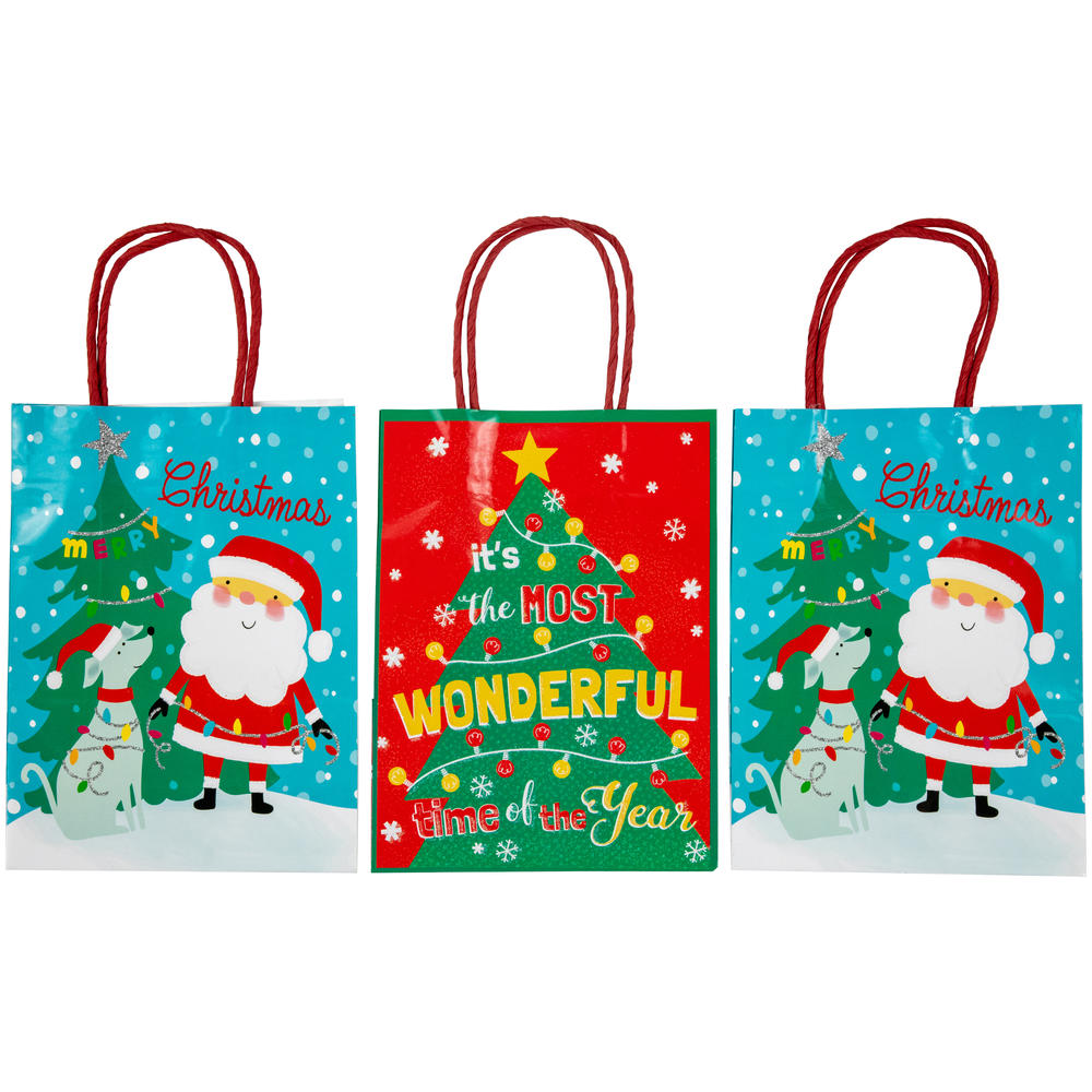 Northlight 20-Count Assorted Paper Christmas Themed Gift Bags
