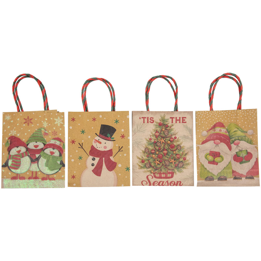 Northlight 20-Count Assorted Christmas Themed Paper Gift Bags