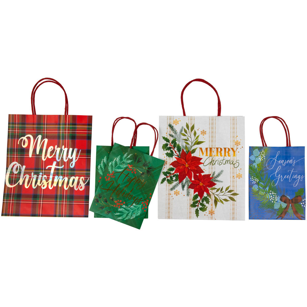 Northlight 20-Count Assorted Christmas Themed Paper Gift Bags
