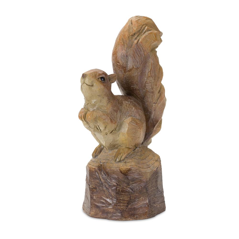 Melrose Set of 2 Perched Squirrel on Tree Stump Fall Harvest Tabletop Figures 13"