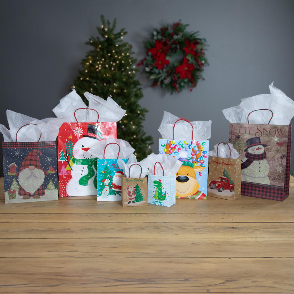 Northlight 20-Count Assorted Paper Christmas Themed Gift Bags