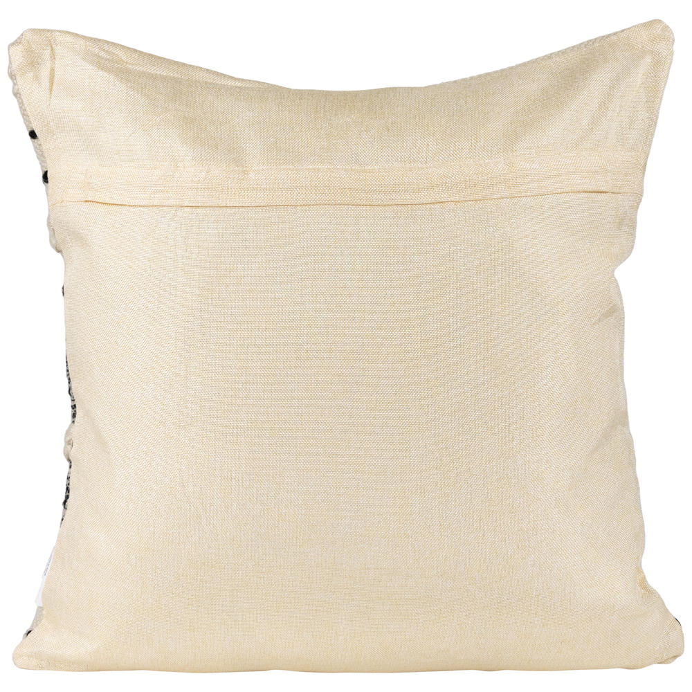 Northlight 20" Cream and Black Twisted Textured Block Handloom Woven Outdoor Square Throw Pillow
