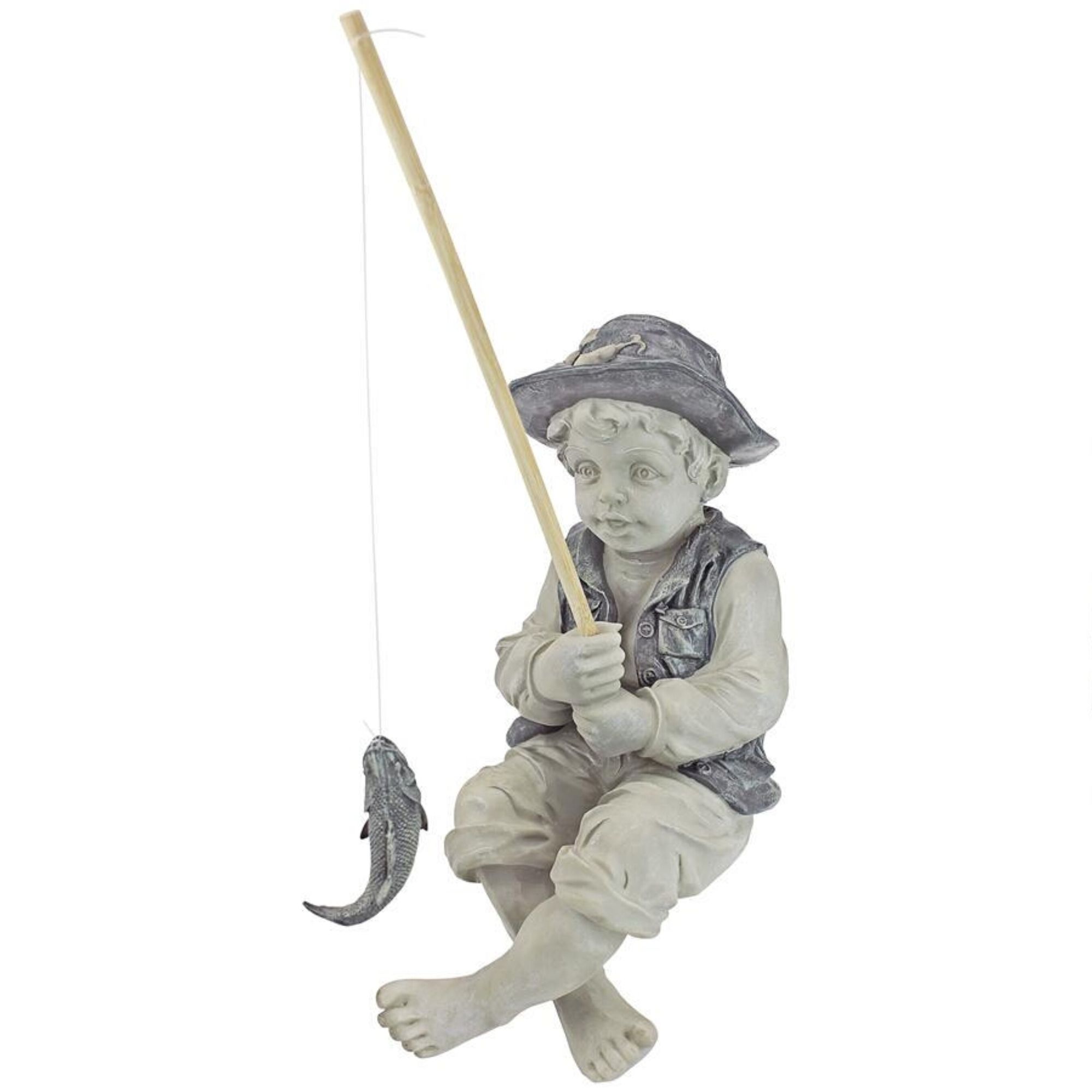 Outdoor Living and Style 15" Frederic the Little Fisherman of Avignon Outdoor Garden Statue