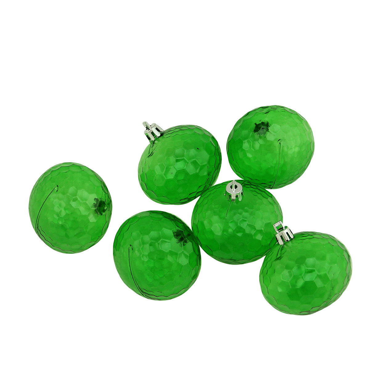 Northlight 6ct Green Shatterproof Transparent Hammered Christmas Disco Ball Ornaments 2.5" (60mm)