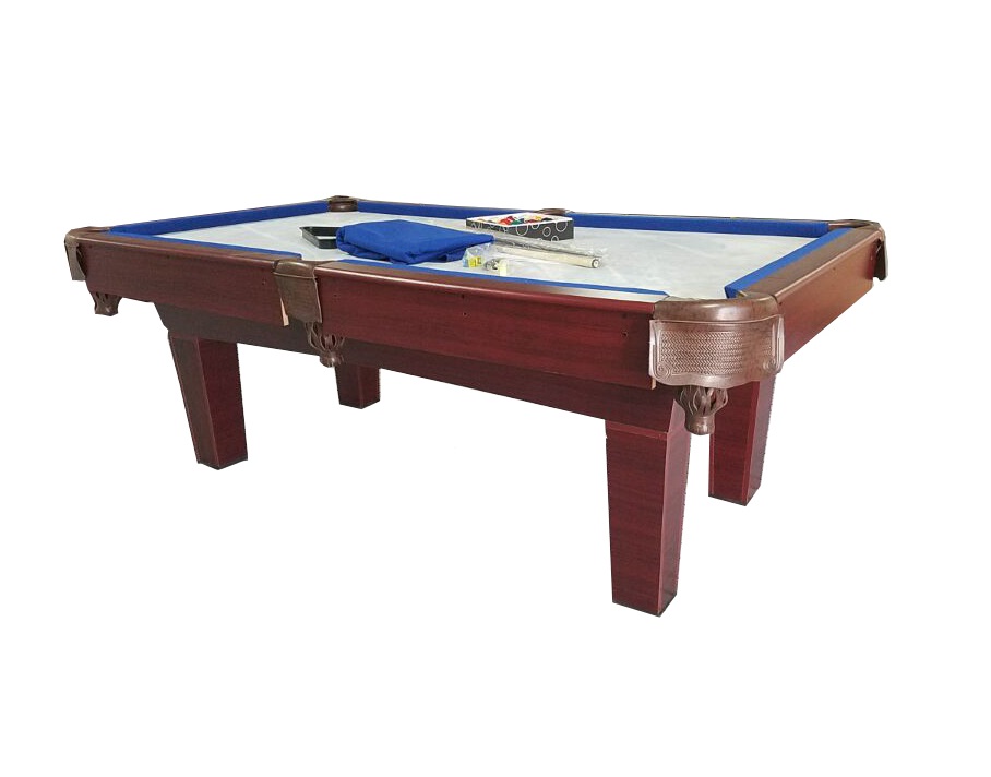 Pool Central 7' Brown and Blue Slate Billiard and Pool Game Table