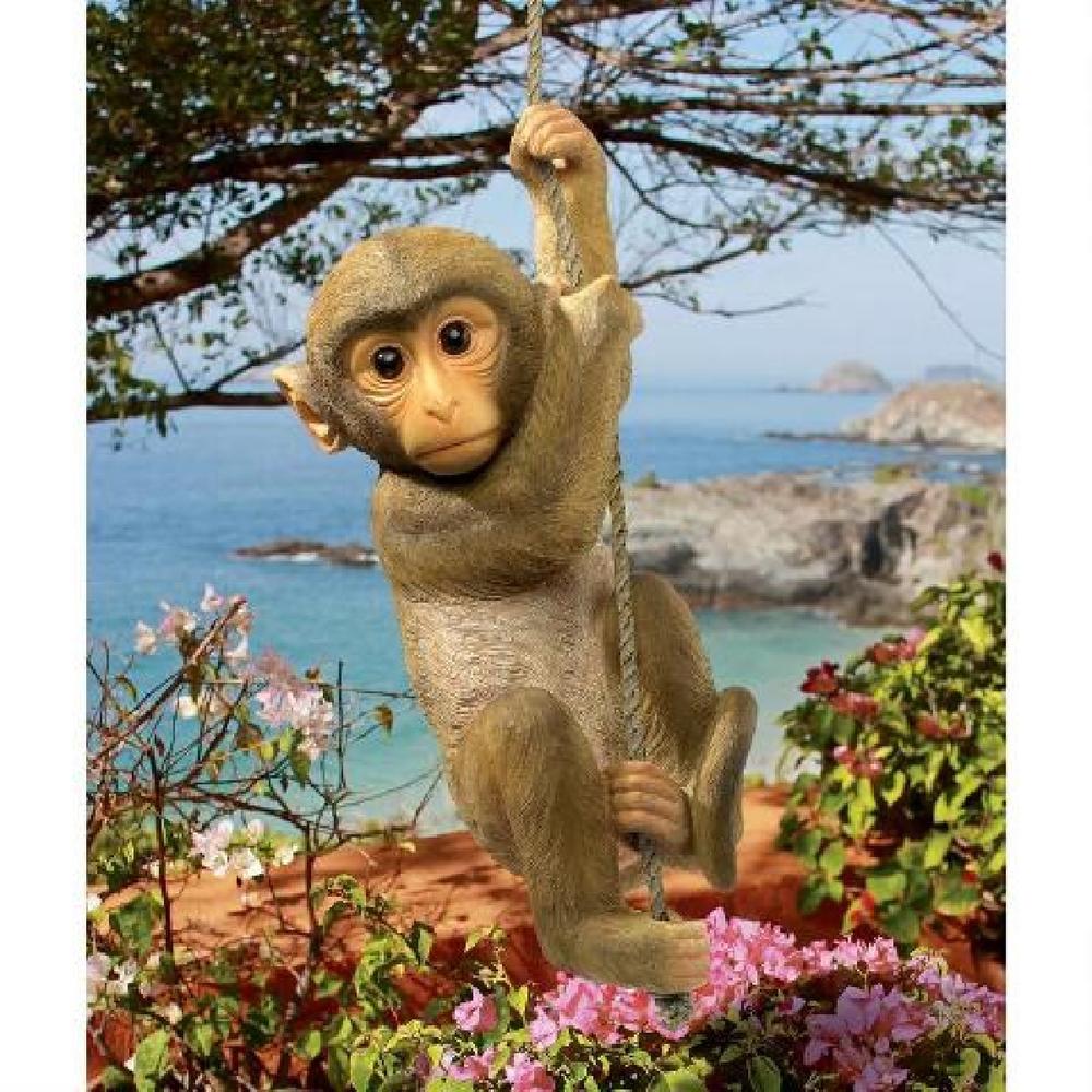Outdoor Living and Style 16" Hanging Chimpanzee Baby Monkey  Outdoor Garden Statue