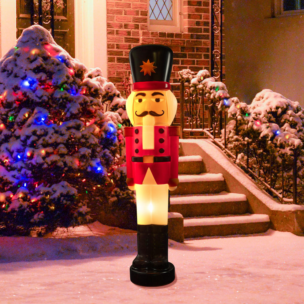 Northlight 59" Lighted Retro Style Blow Mold Nutcracker Soldier Outdoor Christmas Decoration