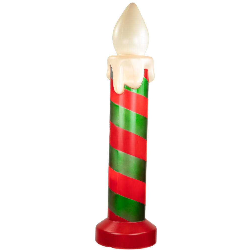 Northlight 20" Lighted Green and Red Striped Blow Mold Candle Outdoor Christmas Decoration