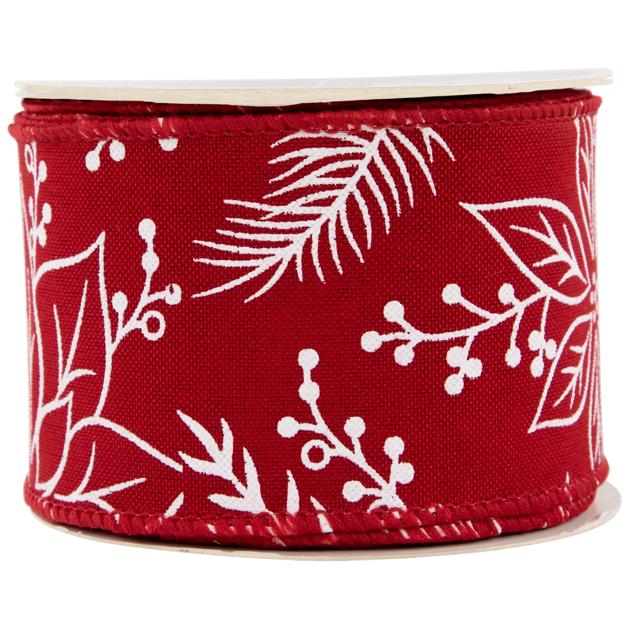 Northlight Red and White Floral Print Wired Craft Christmas Ribbon 2.5" x 10 Yards