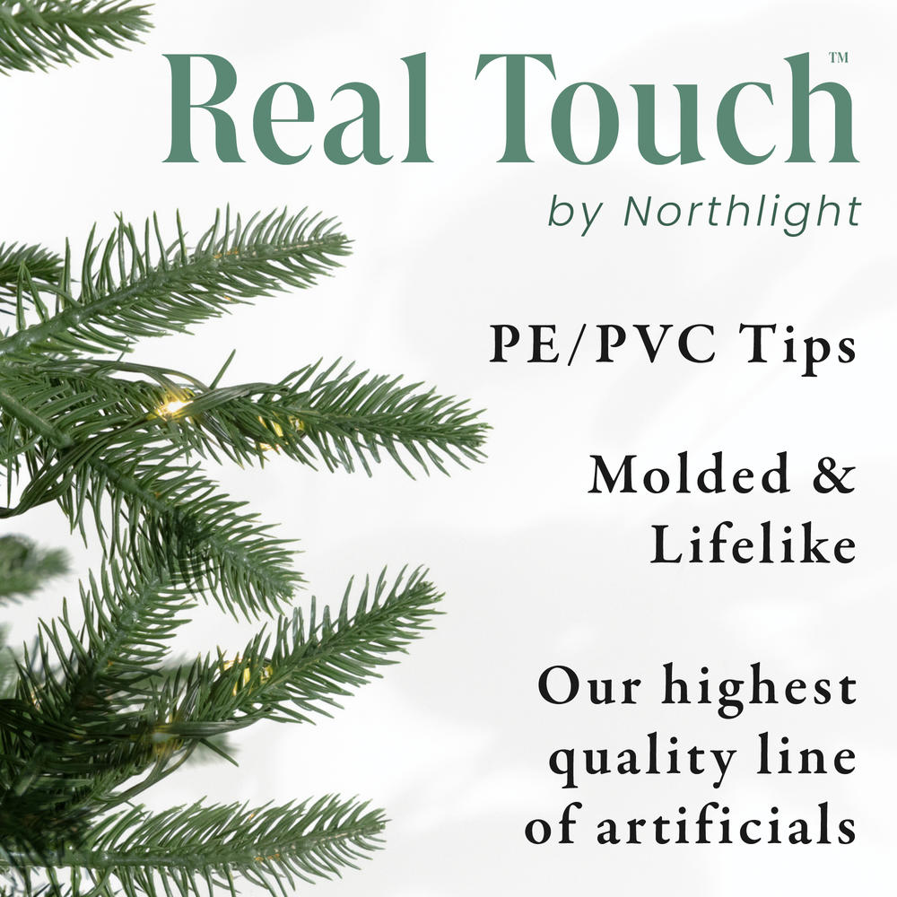 Northlight Real Touch™️ Pre-Lit Full Northern Pine Artificial Christmas Tree - 6.5' - Clear LED Lights