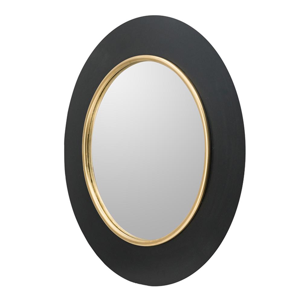 CC Home Furnishings Round Wall Mirror With Led Light - 2.5' - Black and Gold
