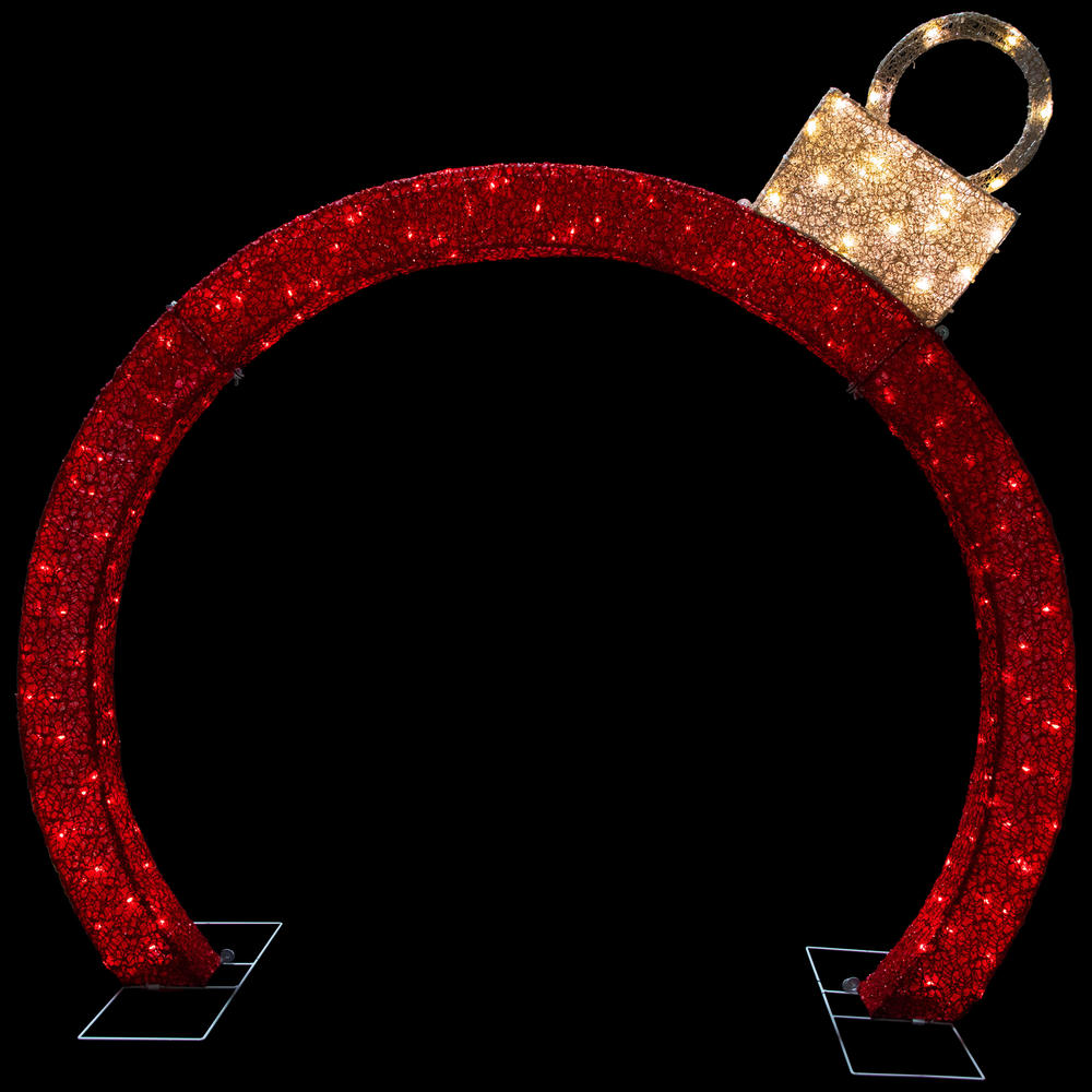 Northlight 4.25' Red LED Lighted Ornament Arch Outdoor Christmas Decoration - Warm White Lights