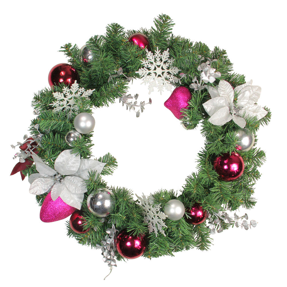 Northlight 24" Poinsettia and Eucalyptus Artificial Christmas Wreath - Unlit