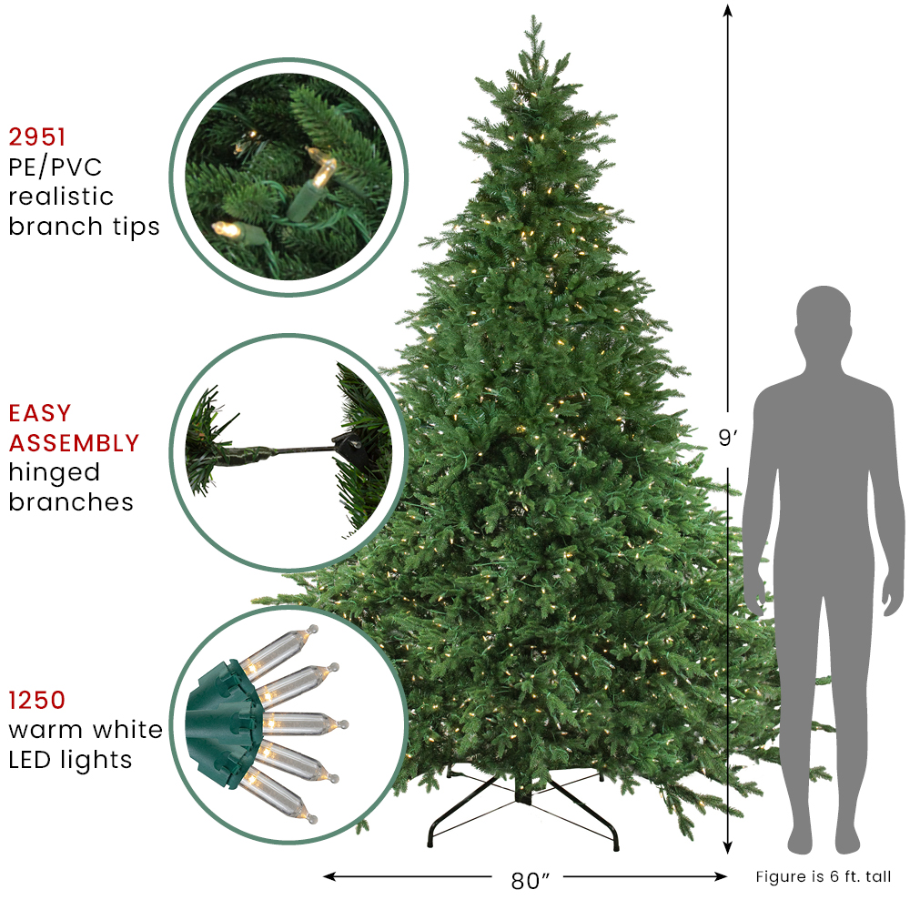 Northlight Real Touch™️ Pre-Lit Full Minnesota Balsam Fir Artificial Christmas Tree - 9' - Warm White LED