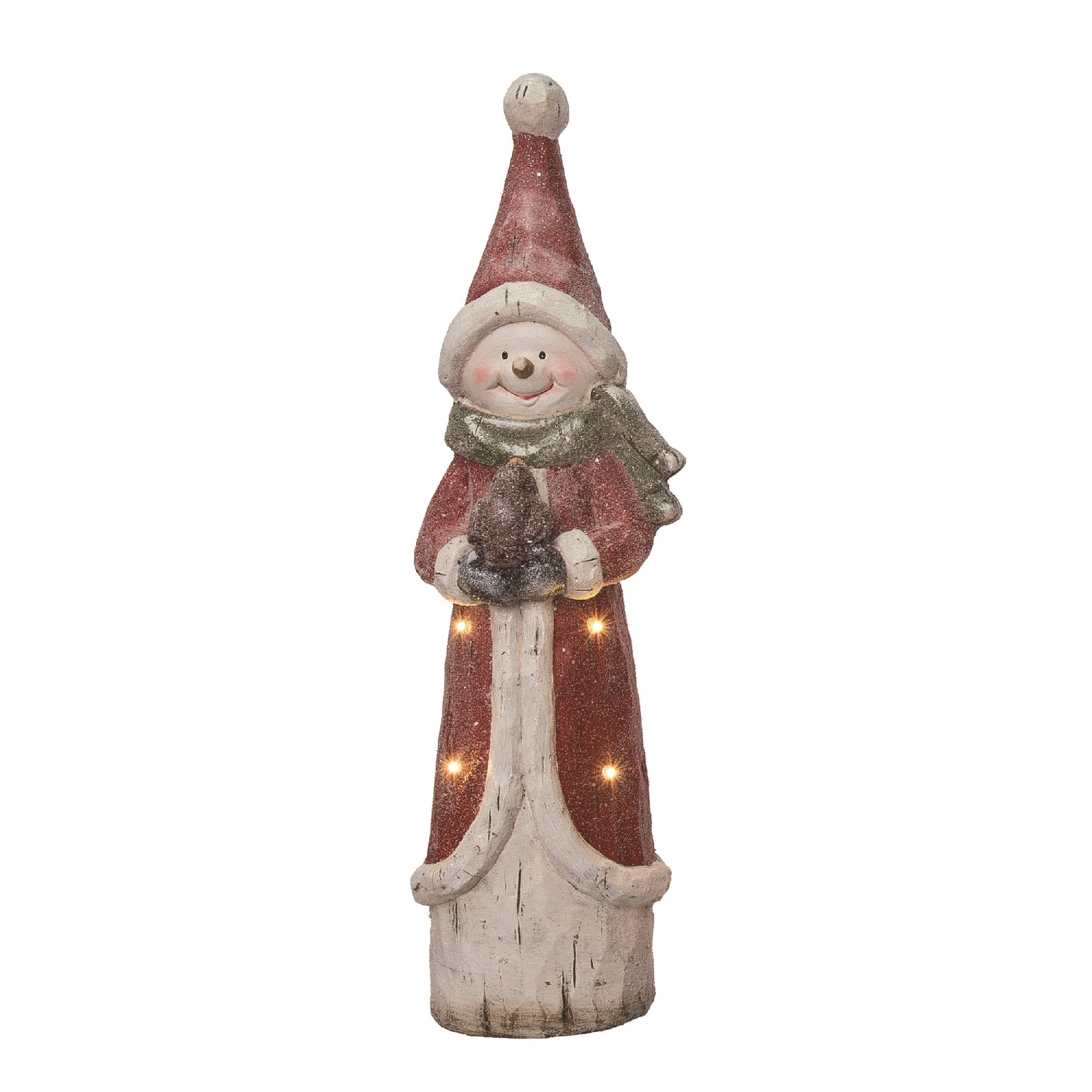 Contemporary Home Living 2' Pre-Lit Red and White Snowman Christmas Tabletop Figurine