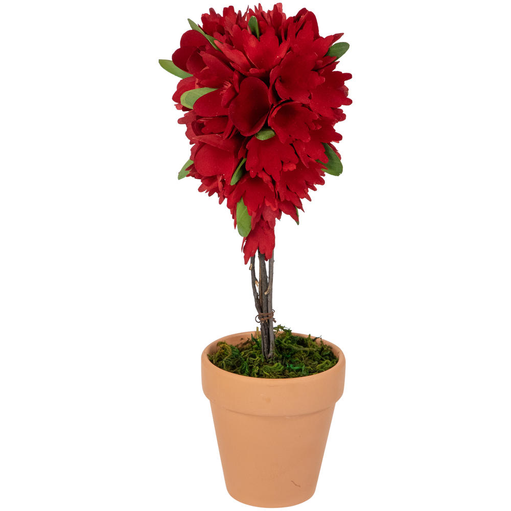Northlight Wooden Mixed Floral Valentine's Day Artificial Potted Topiary - 14" - Red