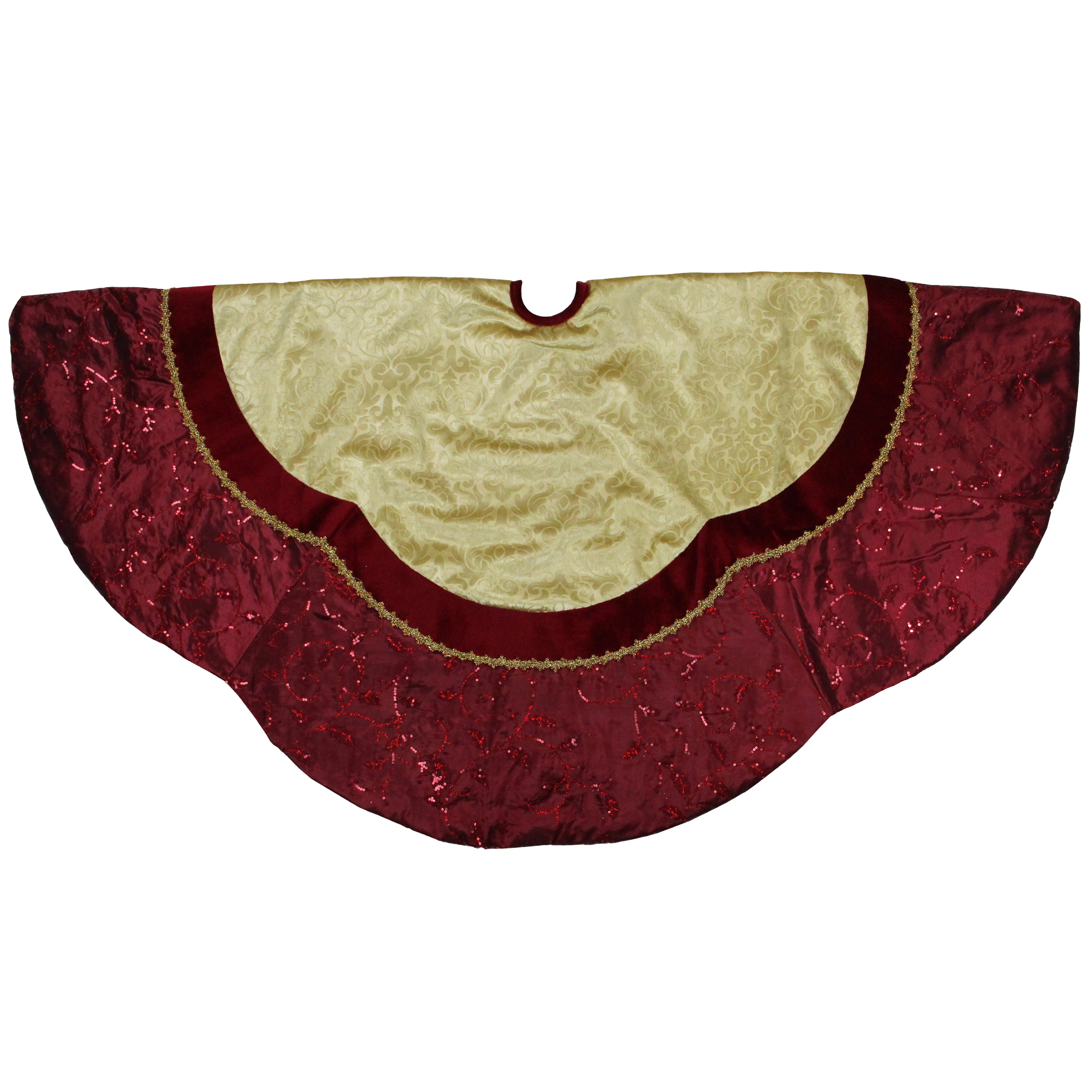 Northlight 60" Red and Gold Scalloped Sequined Christmas Tree Skirt