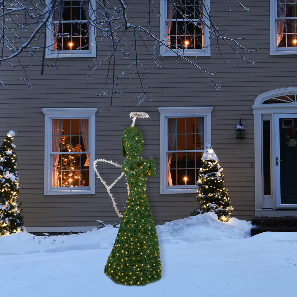 Northlight Lighted Commercial Topiary Angel Outdoor Christmas Decoration - 6.5' - Warm White LED Lights