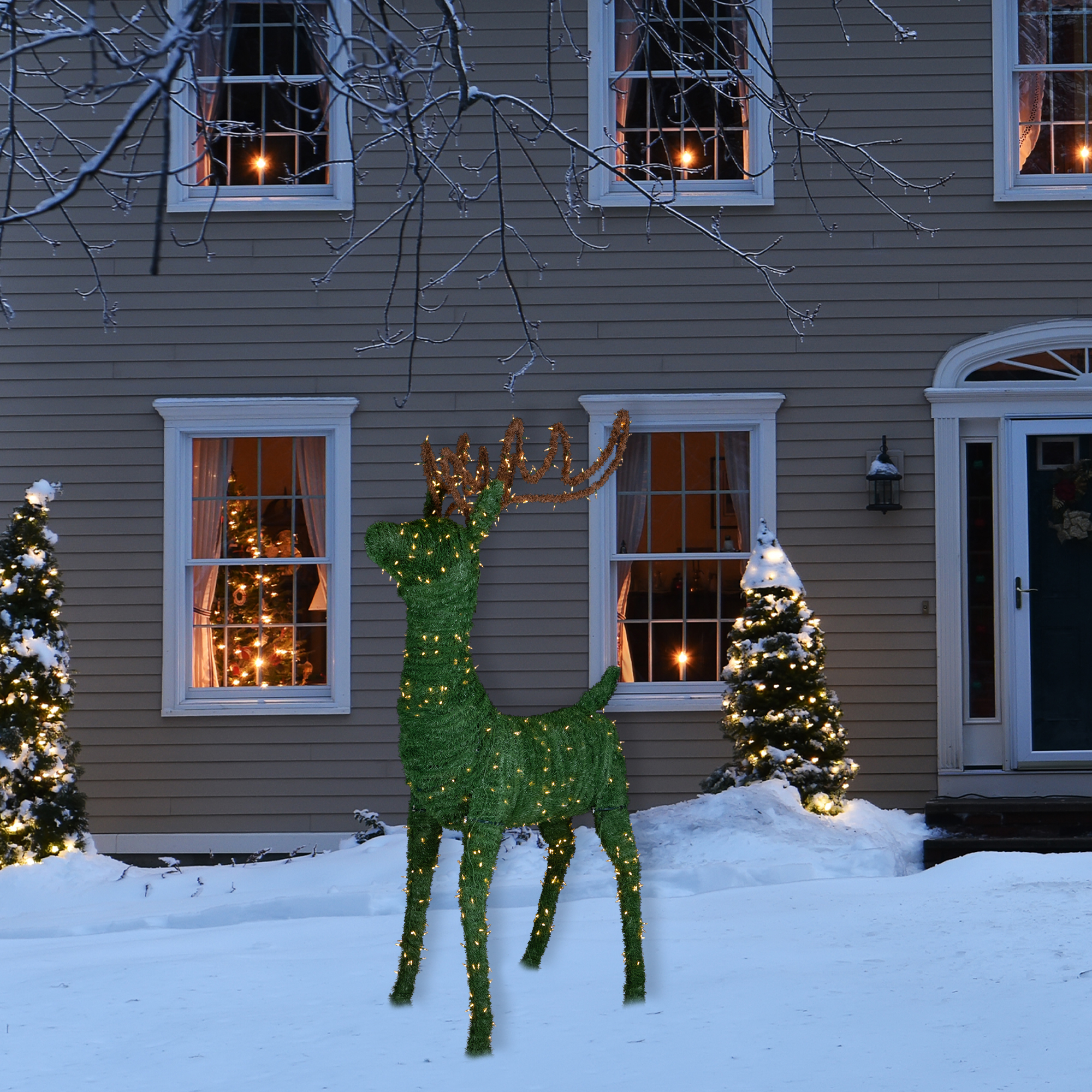 Northlight Lighted Commercial Standing Topiary Reindeer Outdoor Christmas Decoration - 6.5' - Warm White LED Lights