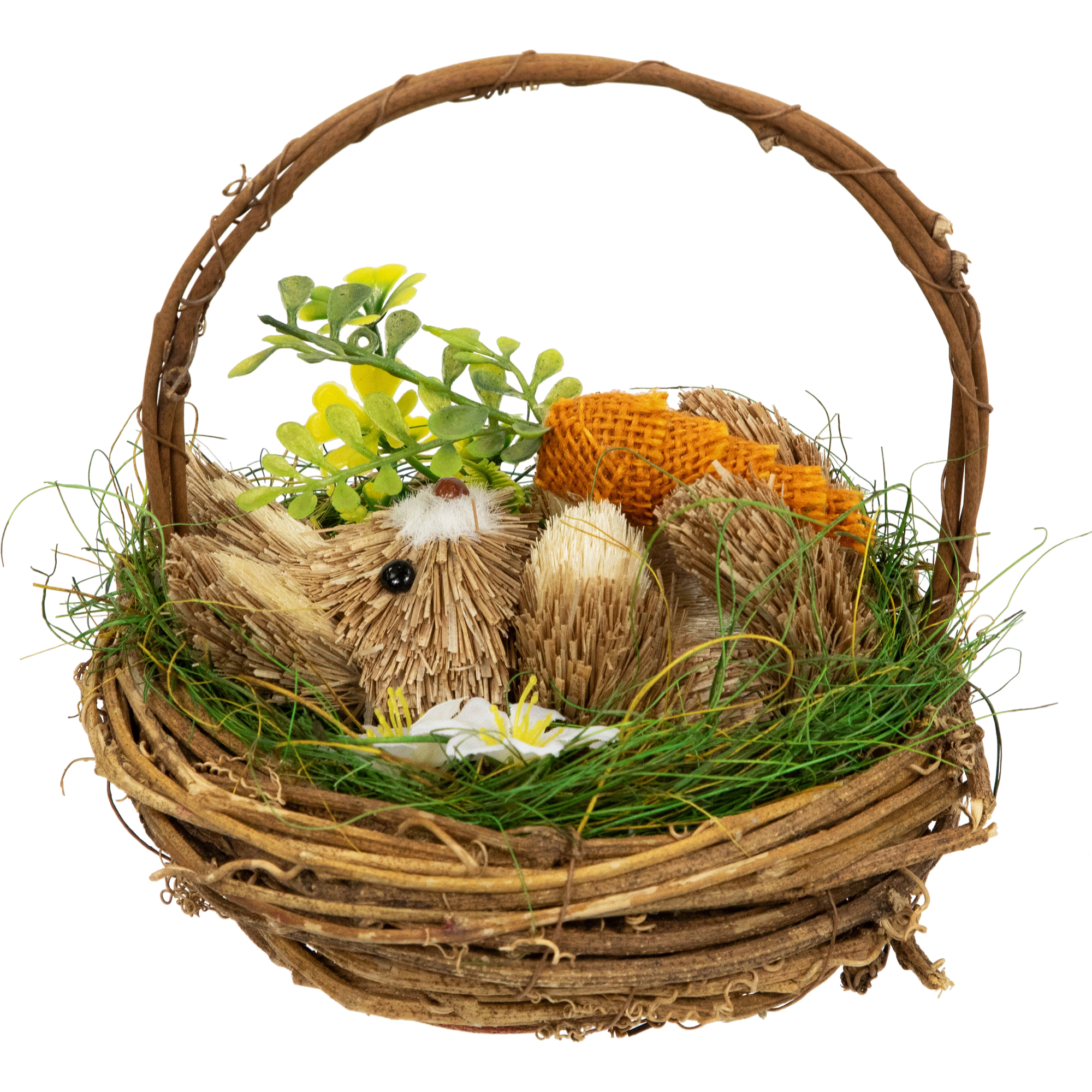 Northlight Bunny in Woven Basket Easter Decoration - 6.5"