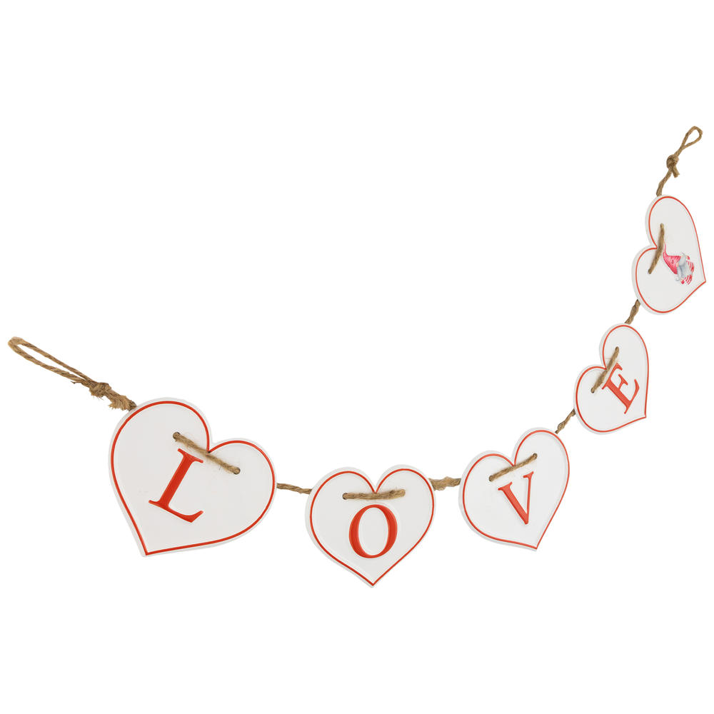 Northlight Hearts "LOVE" Valentine's Day Metal Banner - 32" - White and Red