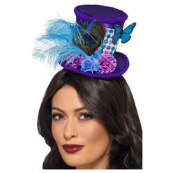 Smiffys 29" Purple and Blue Mad Hatter Hat on Women Adult Headband Costume Accessory - One Size