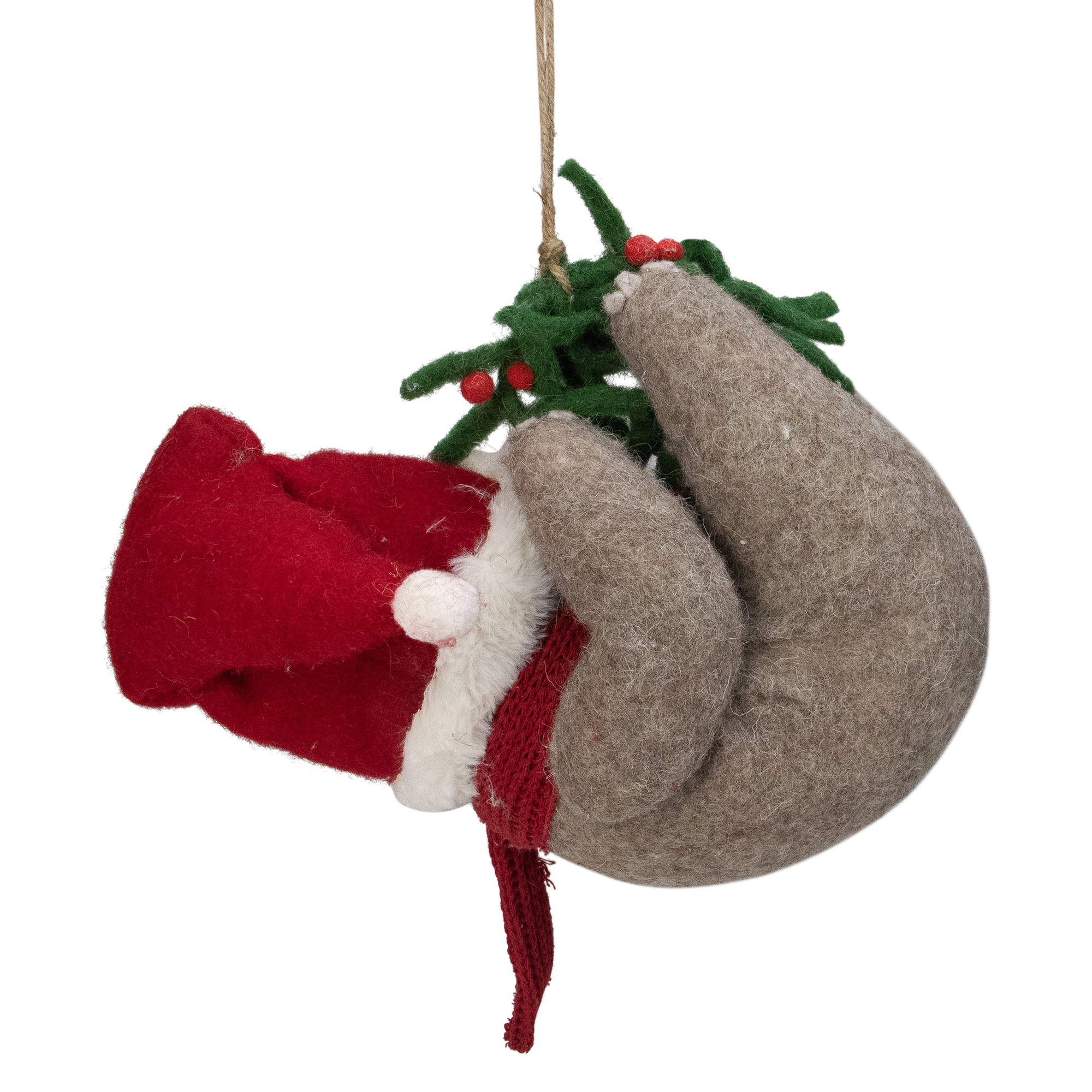 Melrose 12.75" Brown and Red Sloth Hanging Christmas Ornament