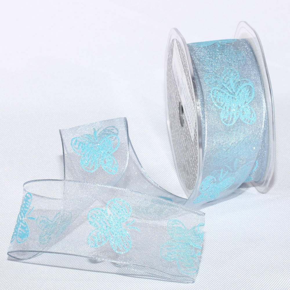 The Ribbon People Pale Blue Spring Butterfly Wired Craft Ribbon 1.5" x 27 Yards