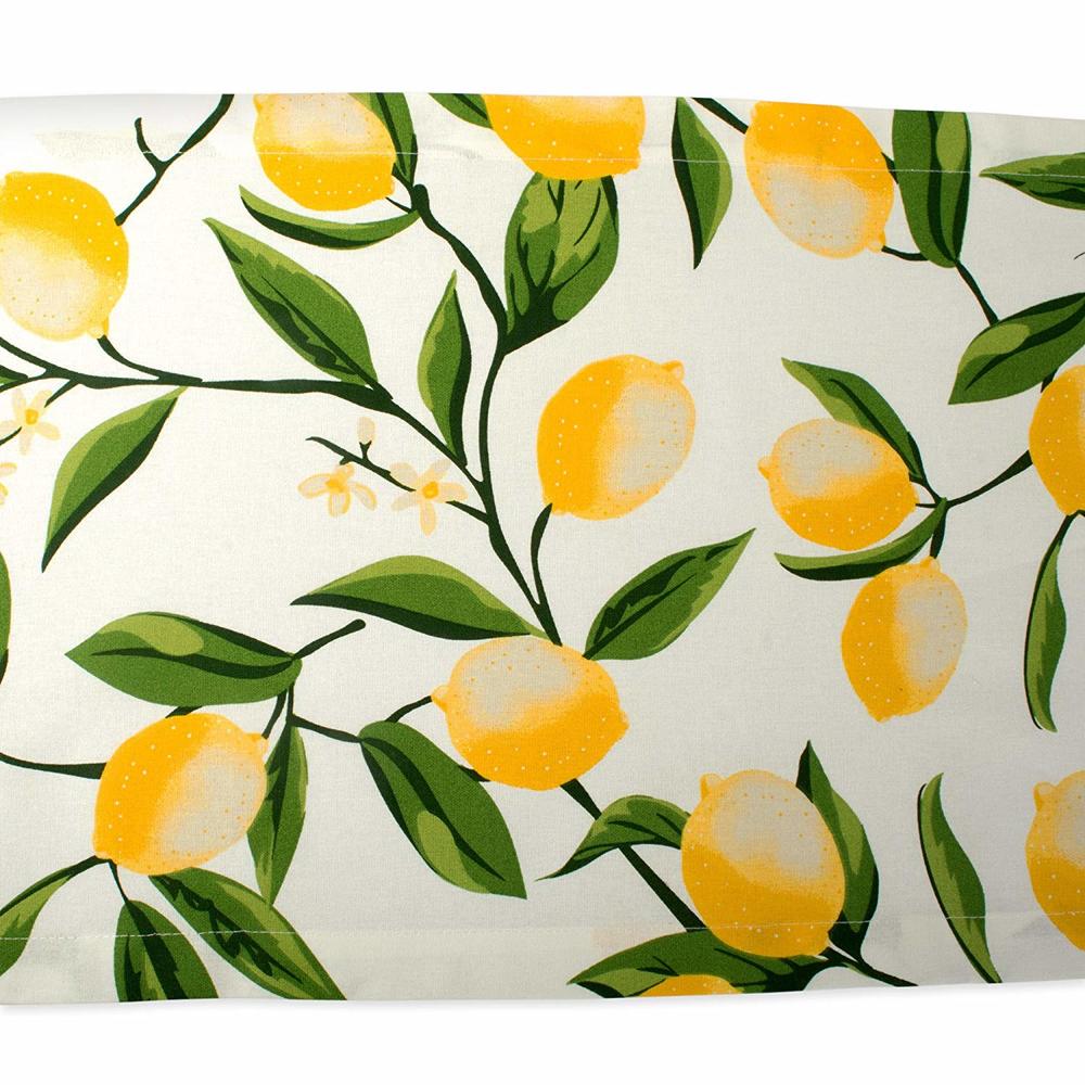 Contemporary Home Living 108" Green and Yellow Lemon Printed Rectangular Table Runner