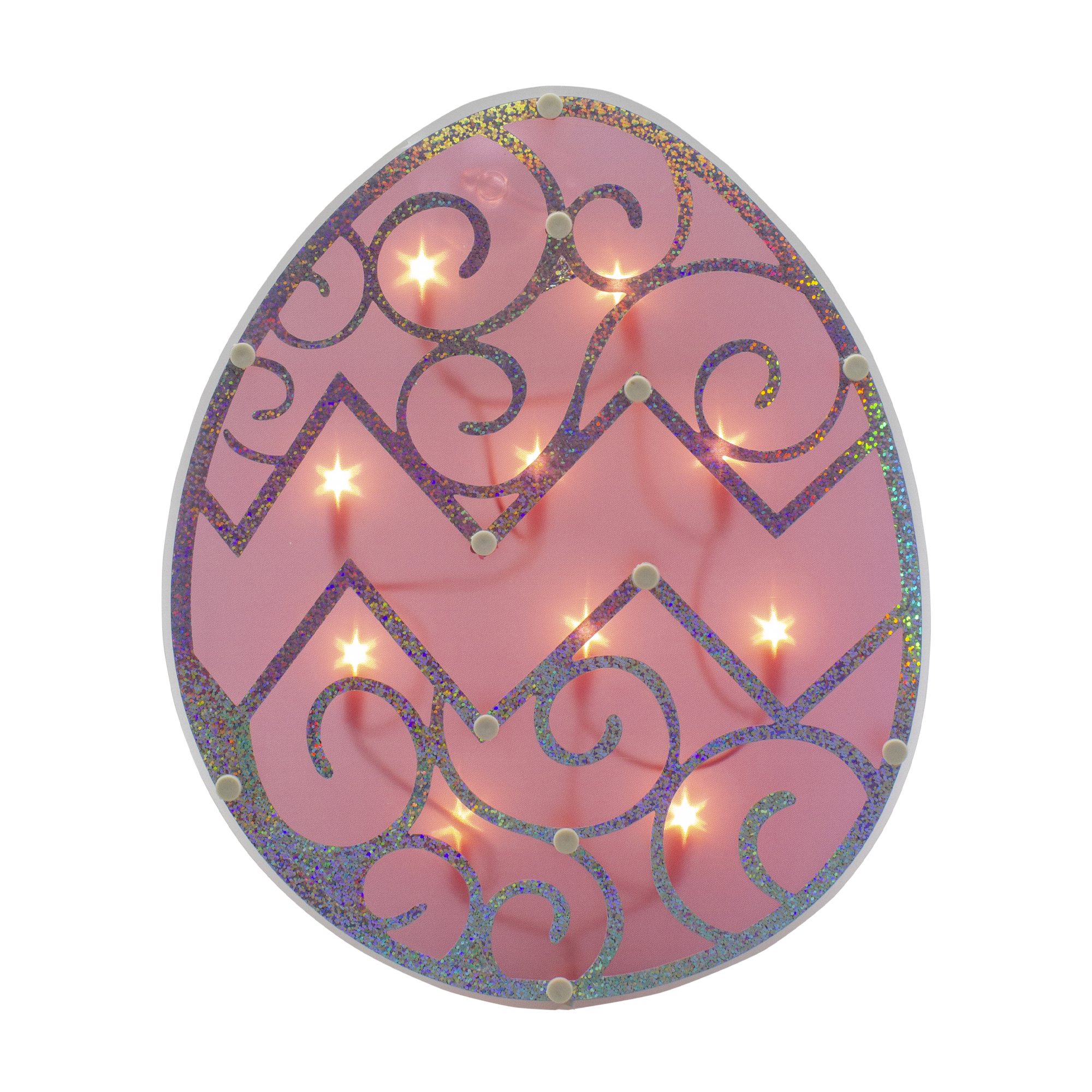 Northlight Lighted Easter Egg Window Silhouette Decoration - 12" - Pink