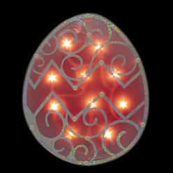 Northlight Lighted Easter Egg Window Silhouette Decoration - 12" - Pink