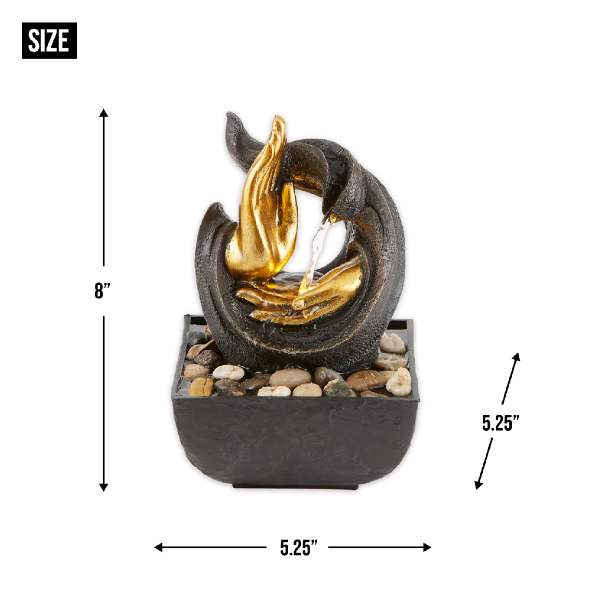 Zingz & Thingz Hands Accent Water Tabletop Fountain - 8" - Black and Gold