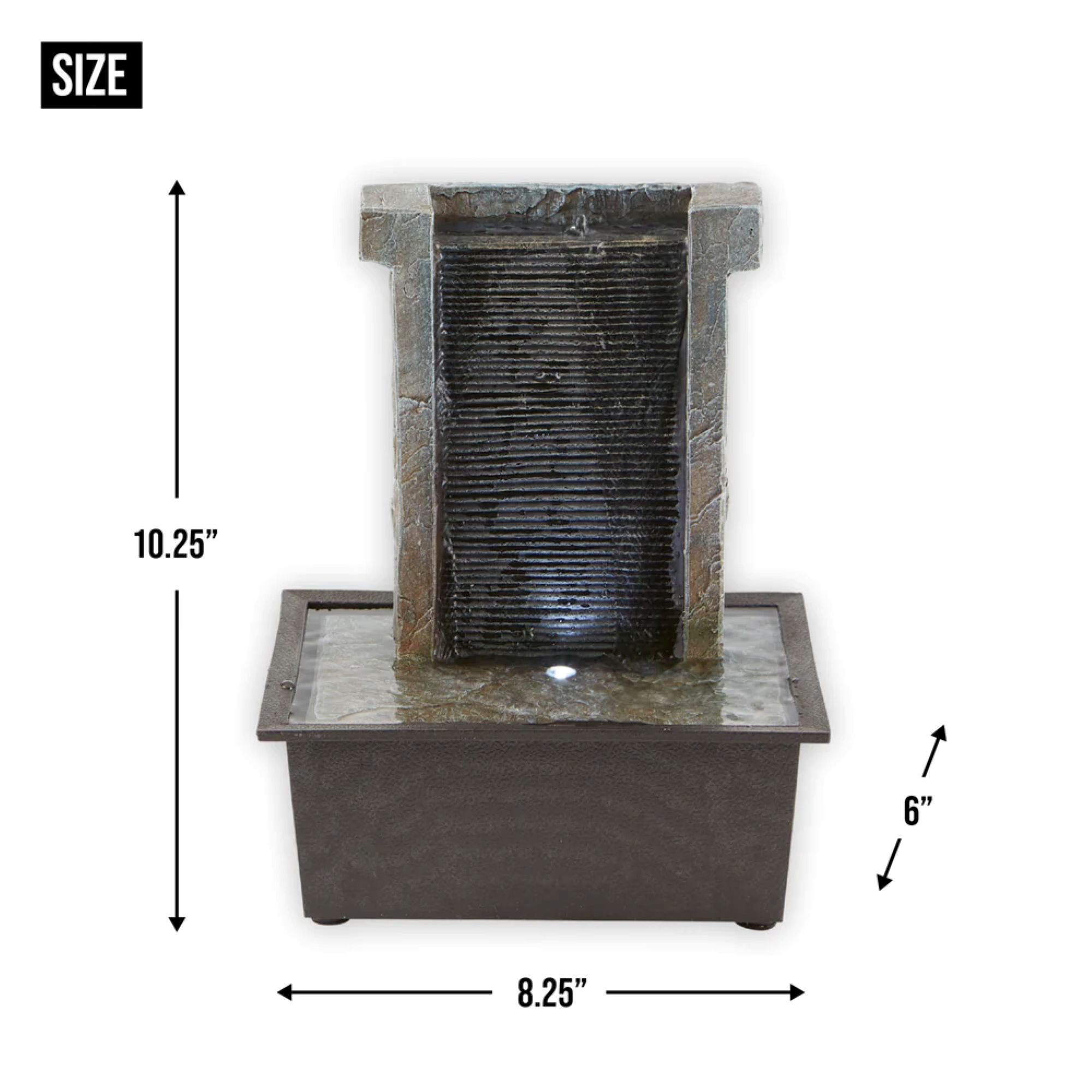 Zingz & Thingz LED Lighted Stone Wall Tabletop Fountain - 10.25" - Black