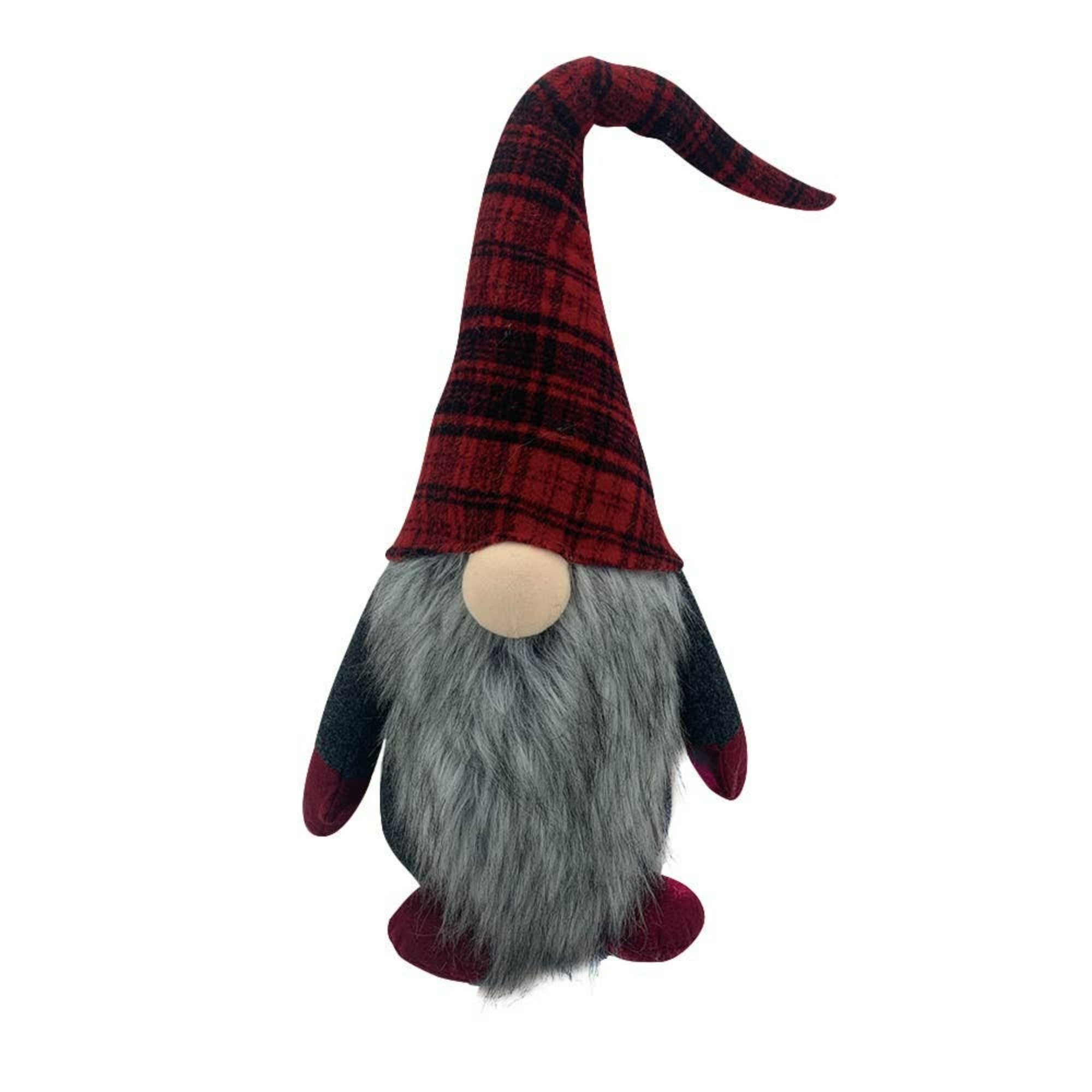 Galt International Plaid Hat Christmas Gnome Decoration - 29" - Red and Gray