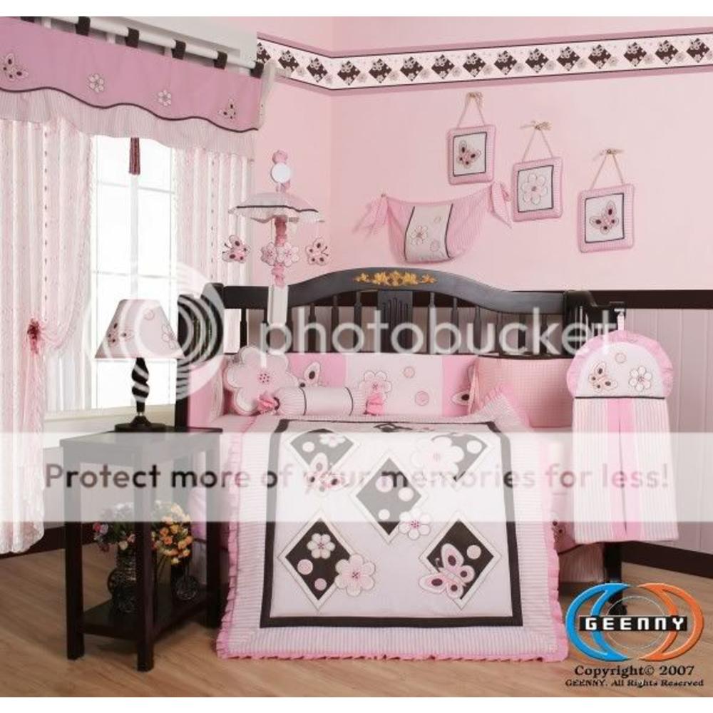 GEENNY Boutique Brand New GEENNY Pink Butterfly 13PCS Baby Nursery CRIB BEDDING SET