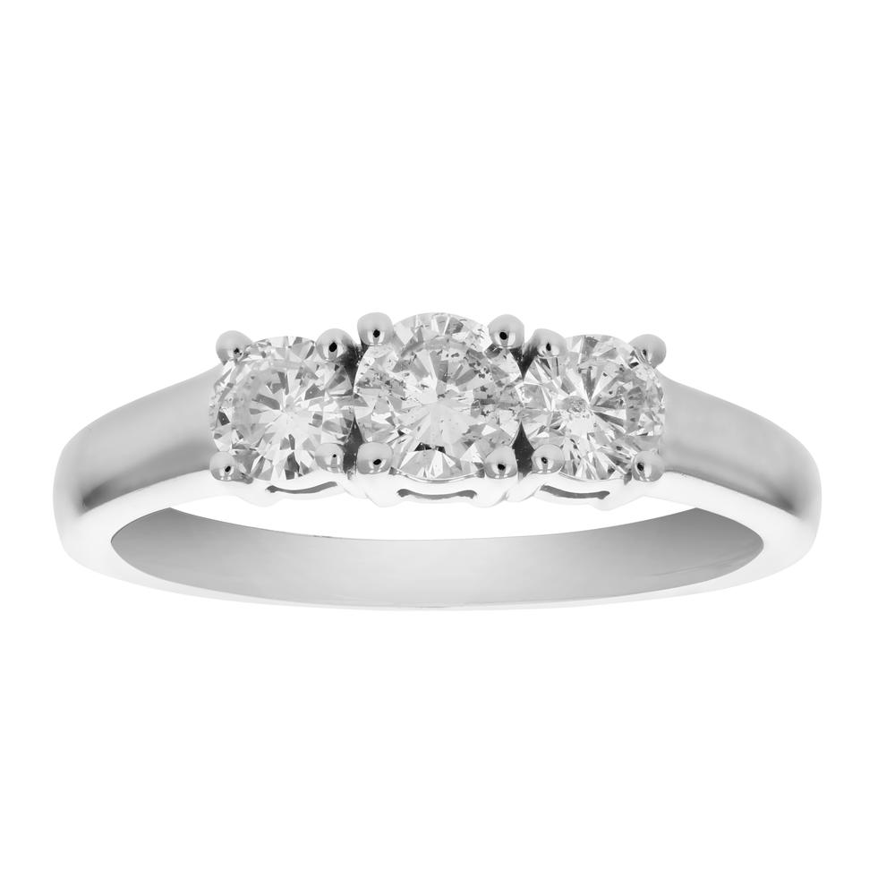 Vir Jewels 1/2 cttw Certified 3 Stone Diamond Engagement Ring 14K White Gold I1-I2