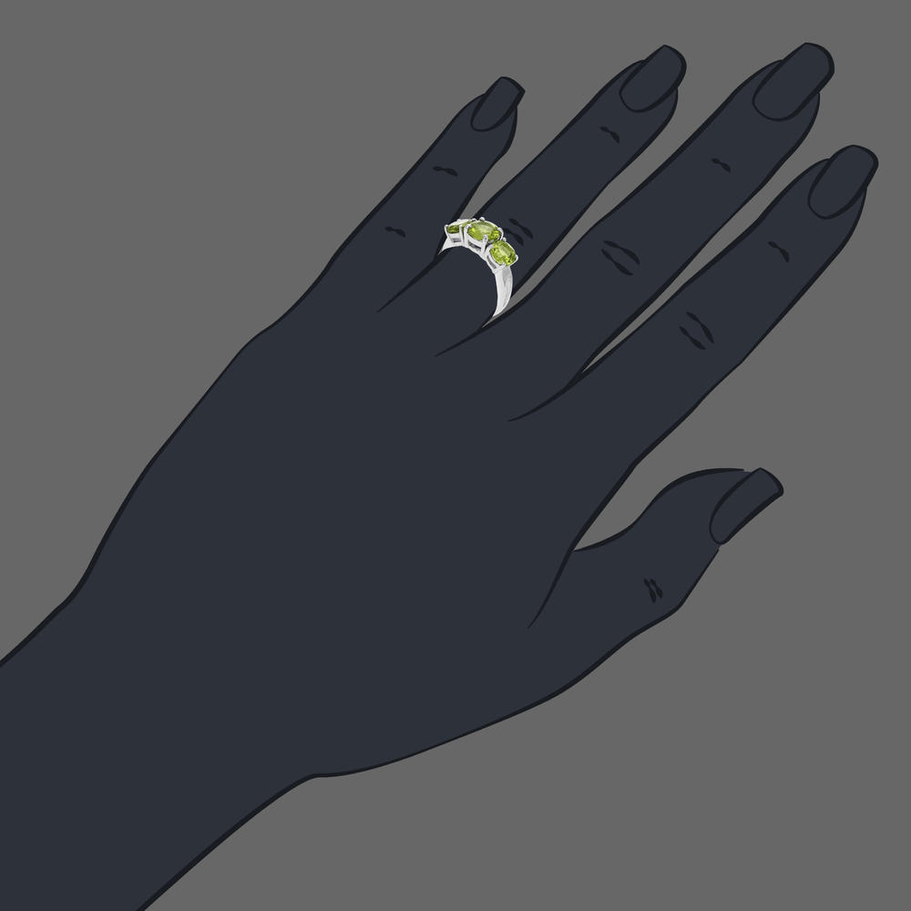 Vir Jewels 2.20 cttw 3 Stone Peridot Ring .925 Sterling Silver with Rhodium Plating Round