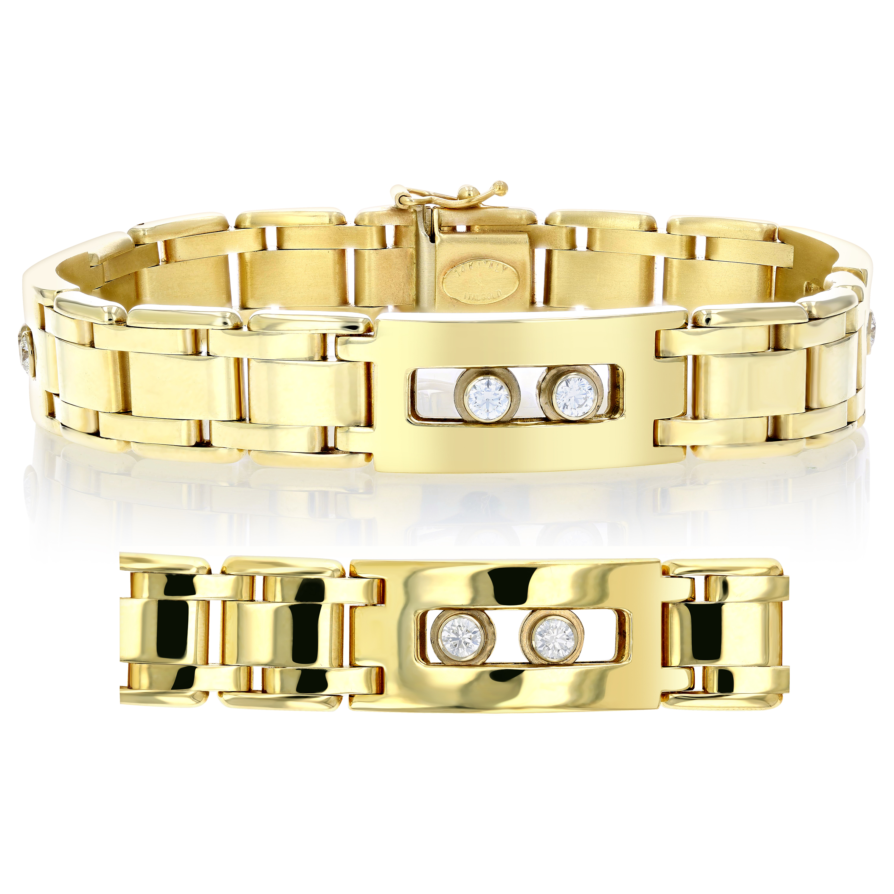 Vir Jewels 3/4 cttw Men's Diamond Bracelet Italian 14K Yellow Gold VS2-SI1 Clarity 57 Grams