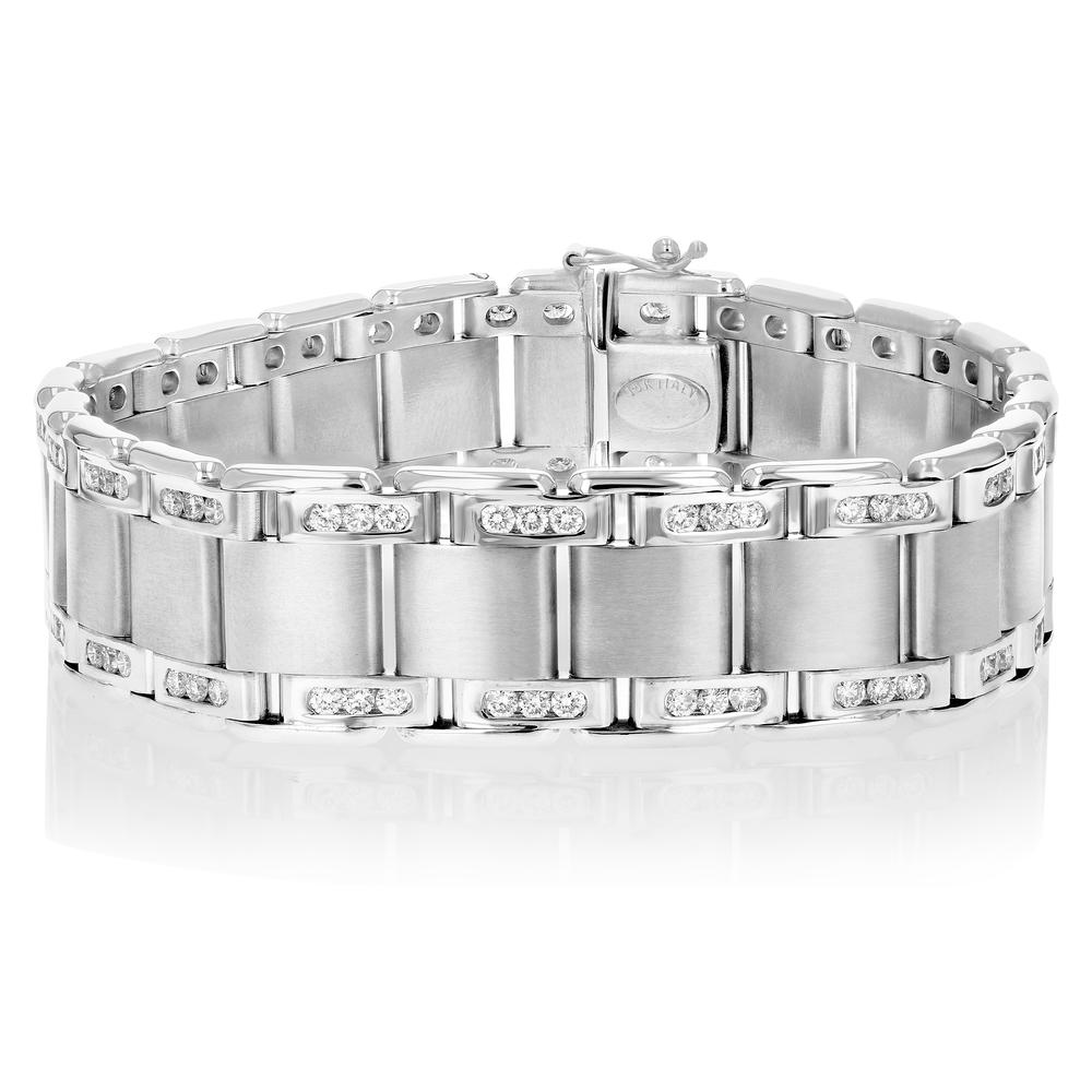 Vir Jewels 3.50 cttw Men's Diamond Bracelet Italian 18K White Gold VS2-SI1 Clarity 72 Grams