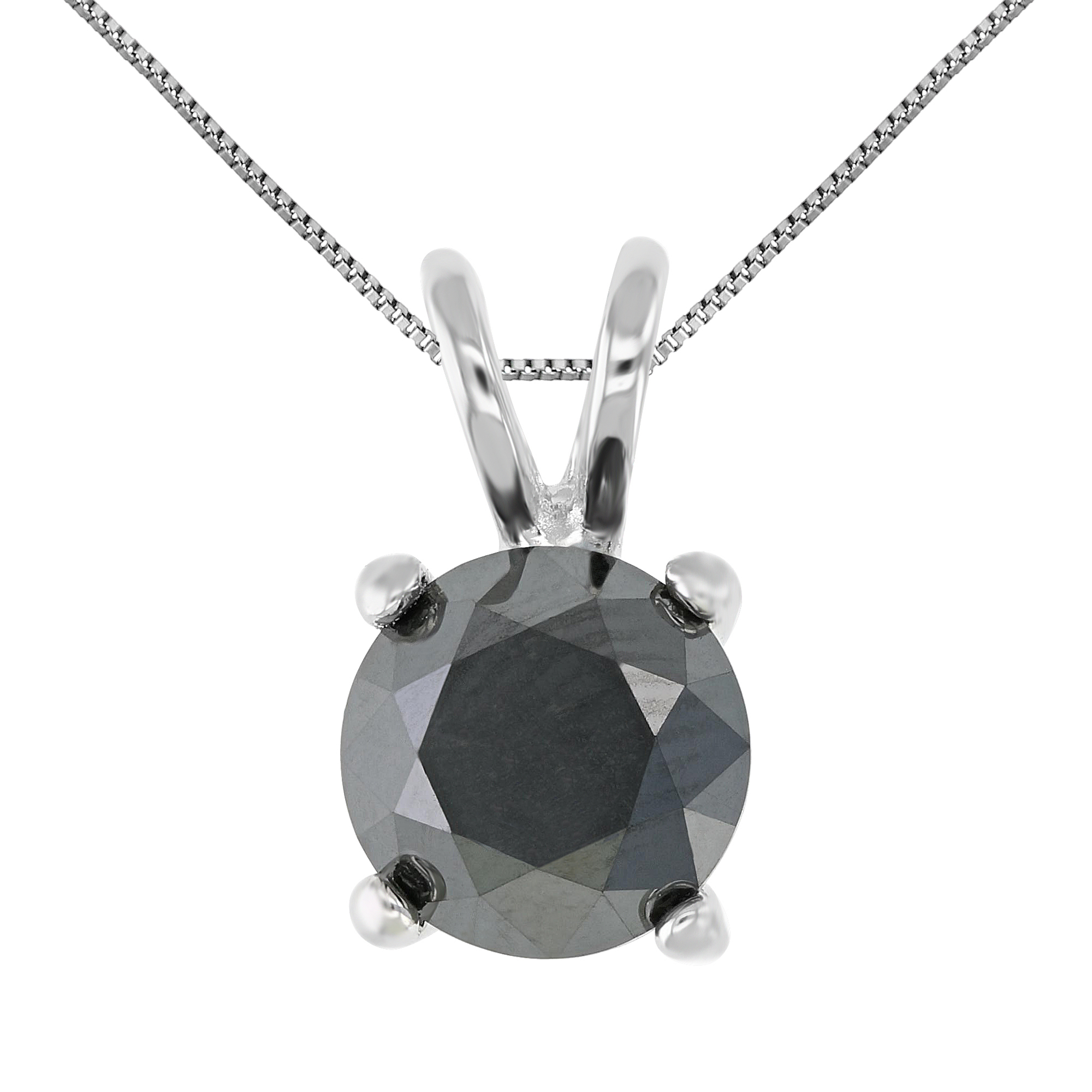 Vir Jewels 1 cttw Black Diamond Solitaire Pendant .925 Sterling Silver Round with Chain