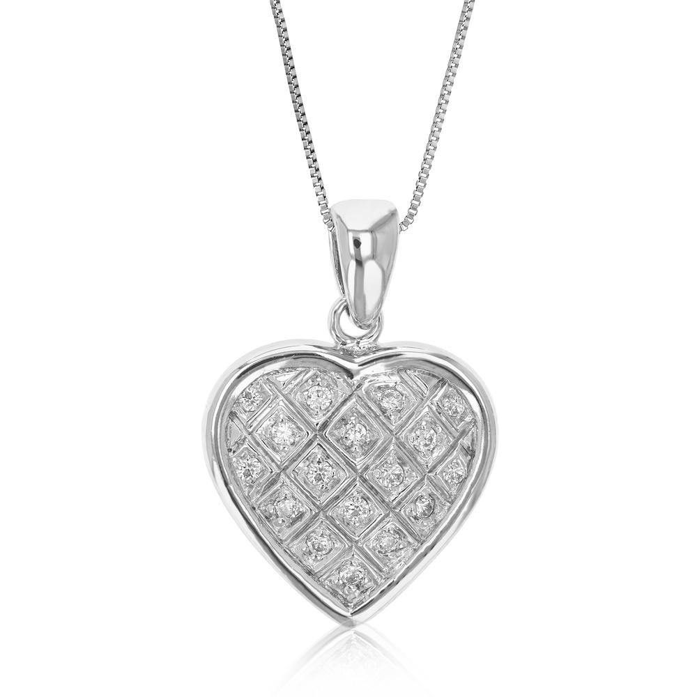 Vir Jewels Sterling Silver CZ Heart Pendant With 18 Inch Chain