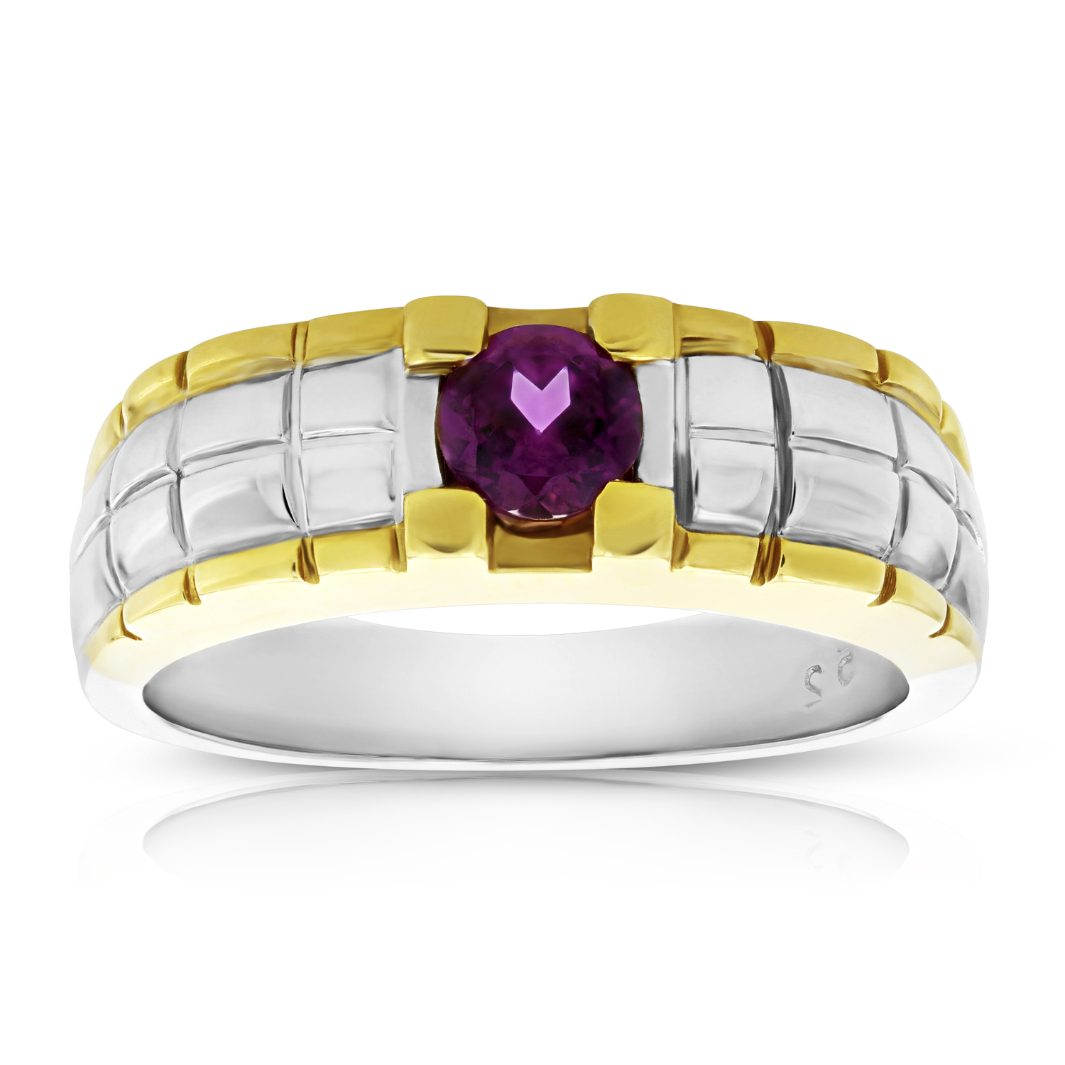Vir Jewels 1/2 cttw Men's Ring Rhodolite Garnet 18K Two Tone Gold SI Clarity Size 10
