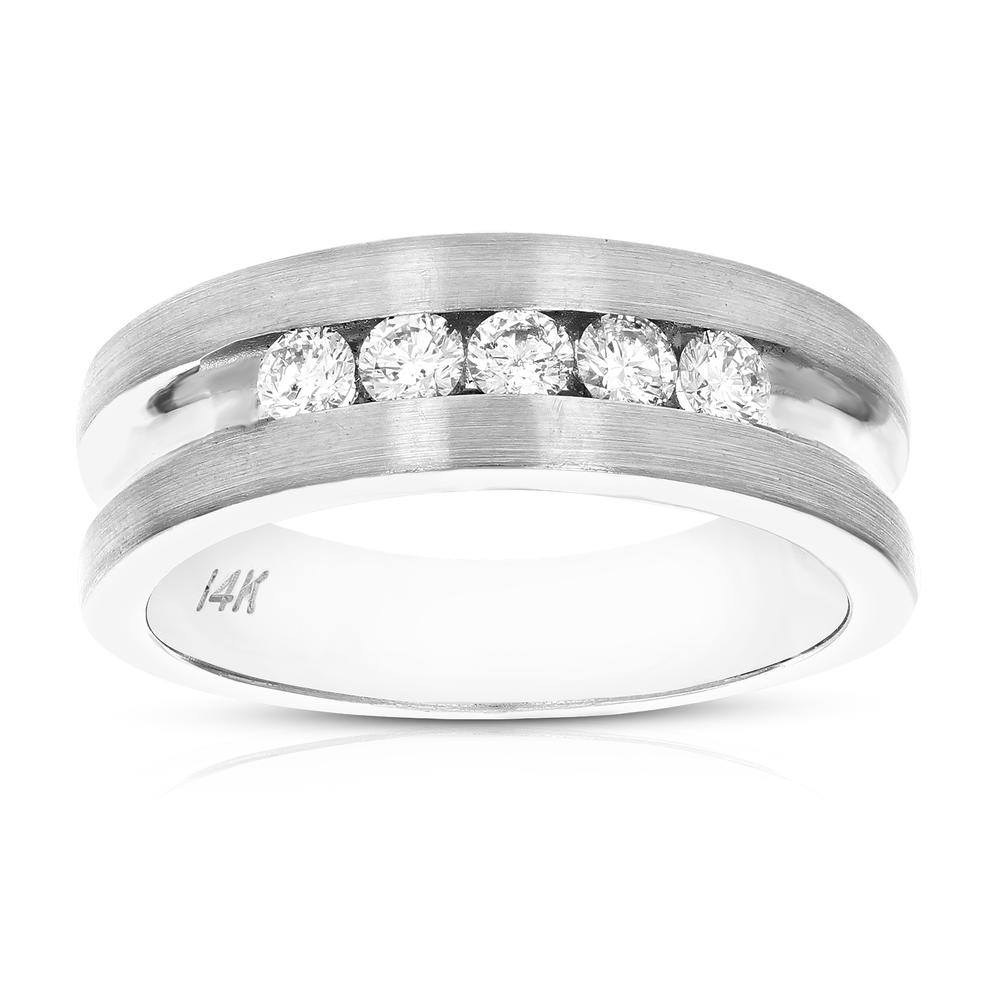 Vir Jewels 1/2 cttw SI2-I1 5 Stone Certified Machine Diamond Wedding Band 14K Gold Size 10