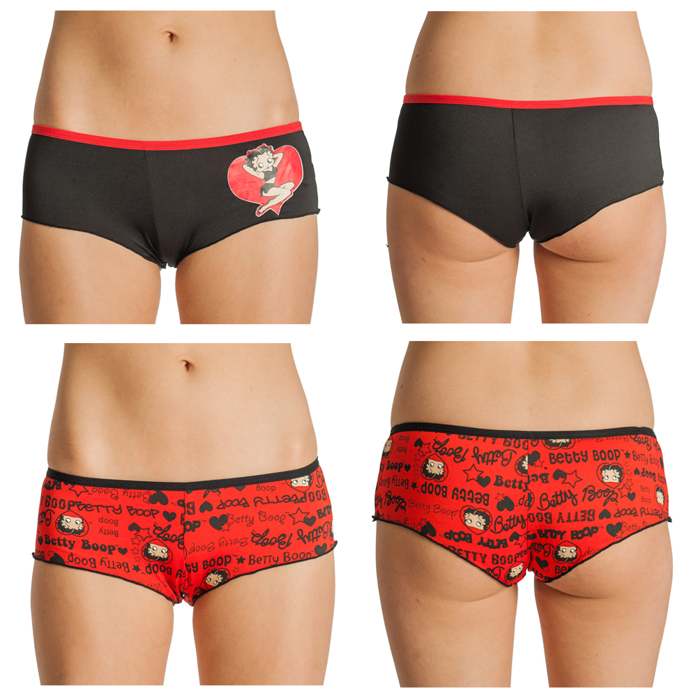 2 Pack Betty Boop Motif Seamless Microfiber Boyshorts Underwear