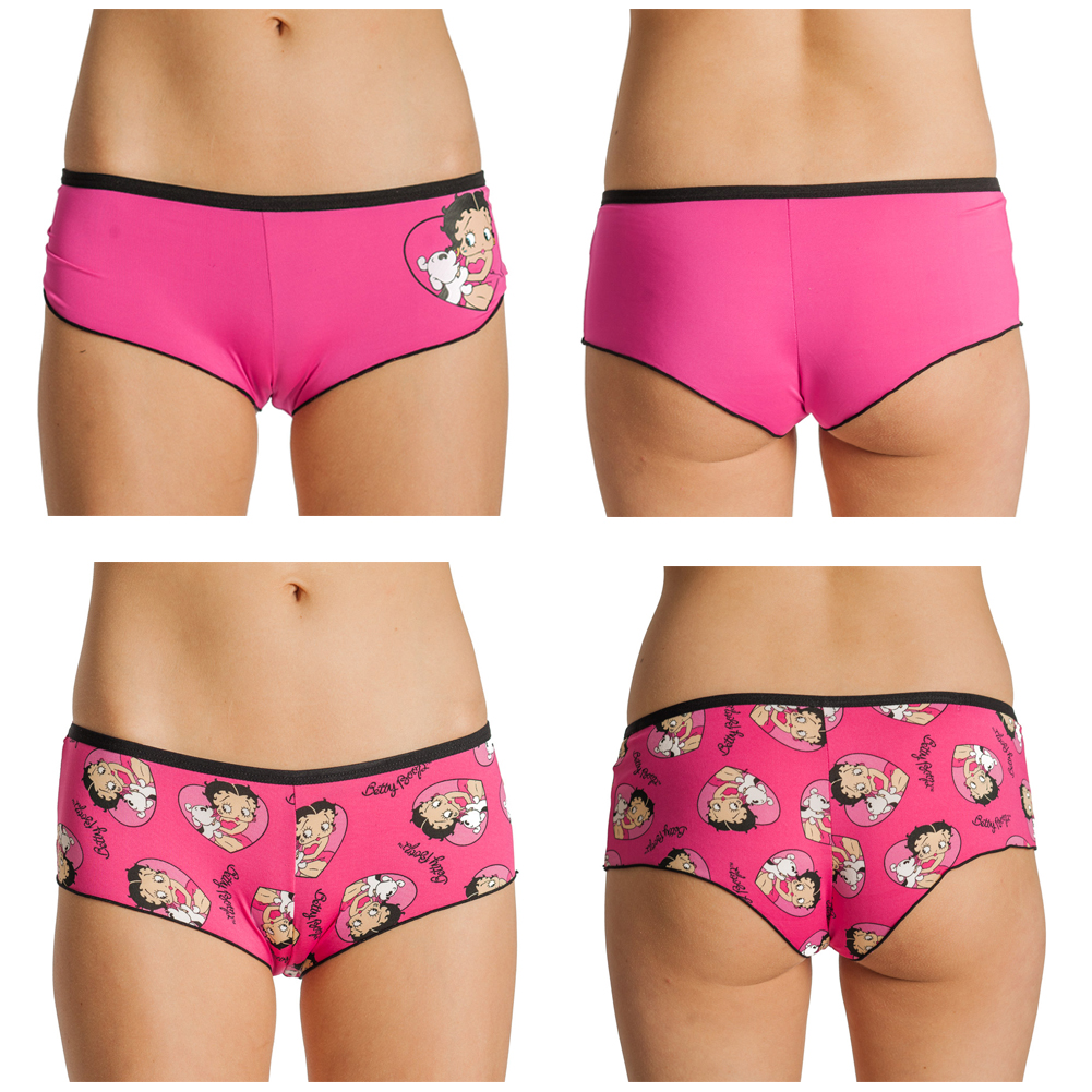 2 Pack Betty Boop Motif Seamless Microfiber Boyshorts Underwear